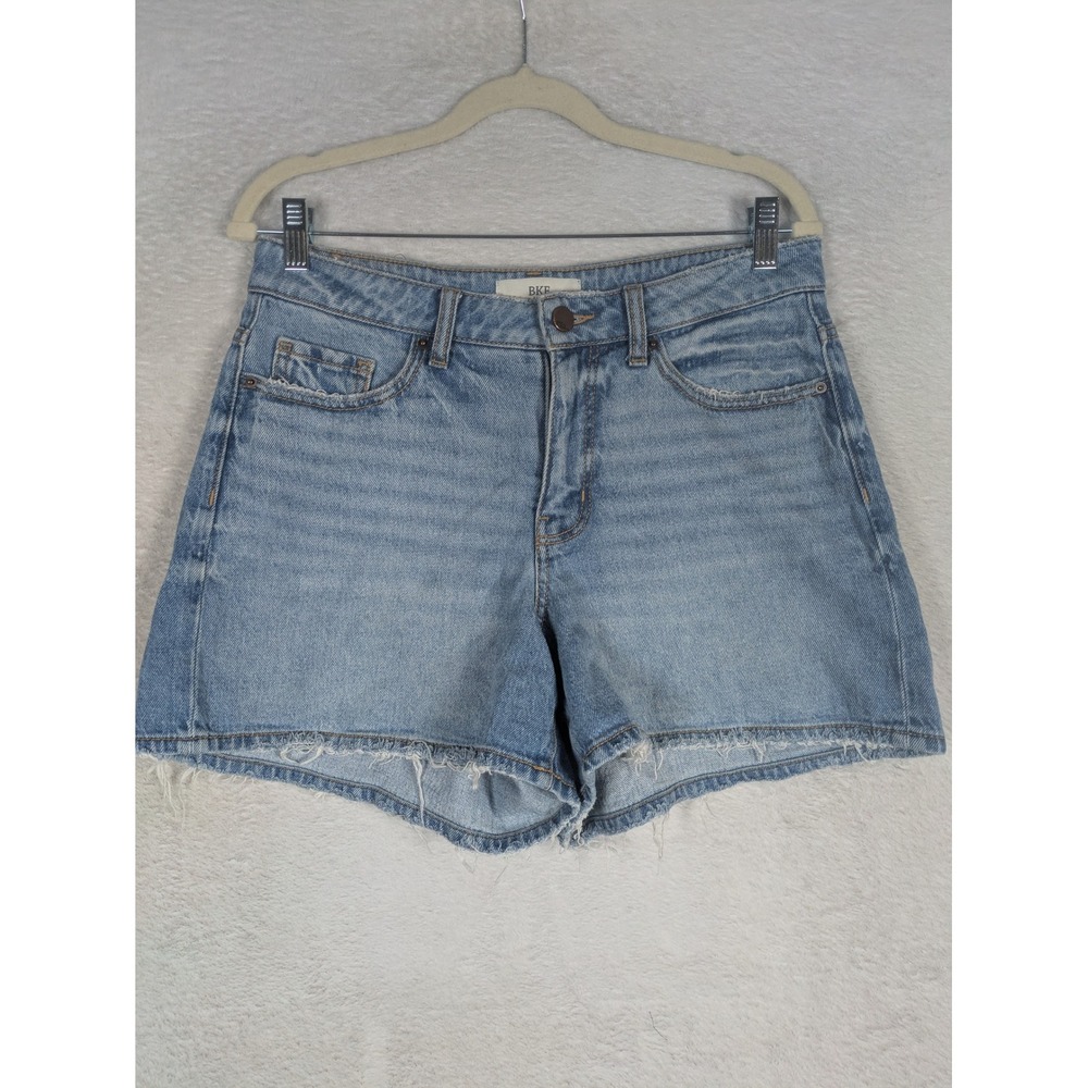 BKE Denim Shorts Women's 27 Blue Light Wash High Rise Frayed Hem Distressed